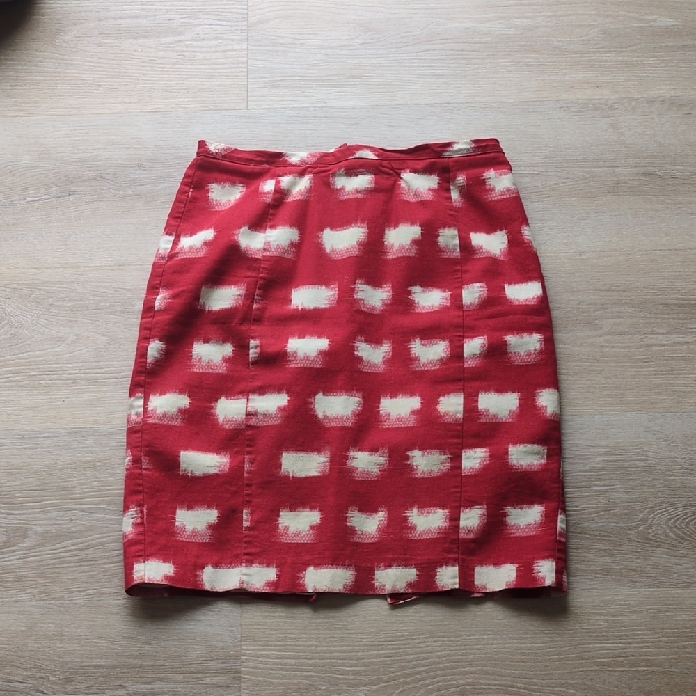 Anthropologie Size 12 Red and Cream Pencil Skirt